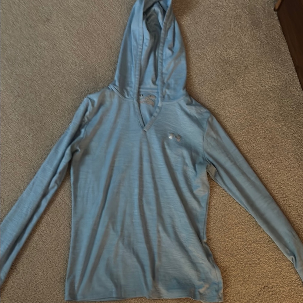 UNDER ARMOUR Tech Twist Henley Hoodie blue stretchy shirt SM